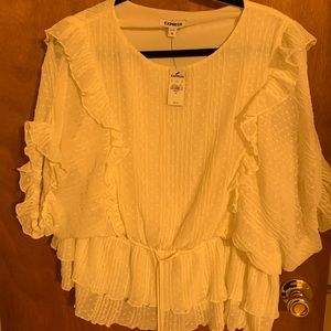 Chiffon relaxed versatile blouse with small ruffles and style lines - XL Womens